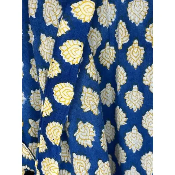 EMERSON FRY India Collection Sz XS/S Button Front Sundress Sisters Blue Block - Picture 5 of 13